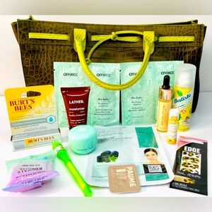 CLAUDIA FIRENZE NWOT Olive Croc-Embossed Tote, bundle items w free Tory dustbag